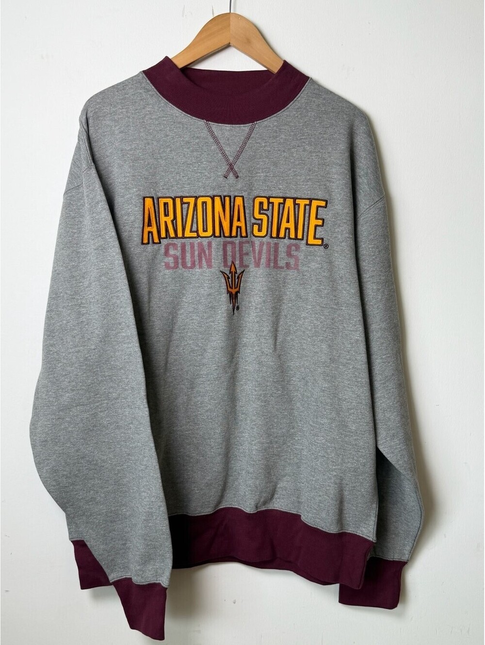 Blue 84 Arizona State Sun Devils Sweatshirt Mens L Gray Colorblock Long Sleeve